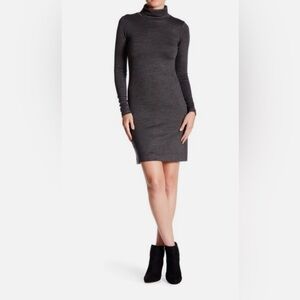 THEORY Tajello Delfina Gray Wool Blend Houndstooth Turtleneck Sweater Dress Sz M